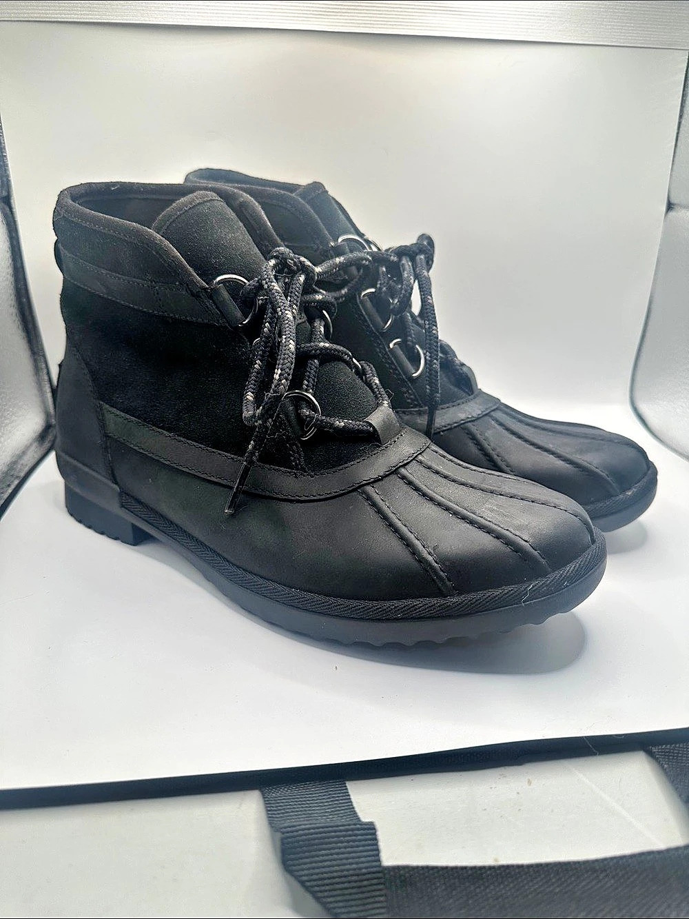UGG Classic Mini Lace-Up Winter Boots Black US 8.5 NWOT